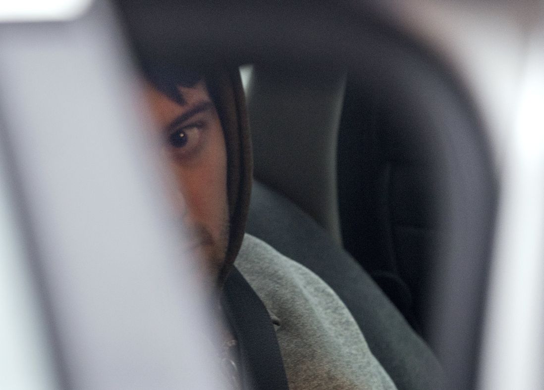 Shkreli in a car this morning (AP)